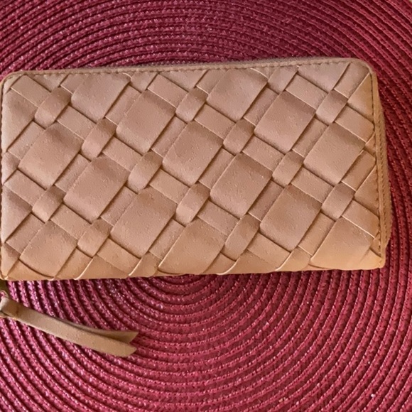 TAN LATTICE SUEDE ZIPPERED WALLET 8” x 4.5” - Picture 3 of 3
